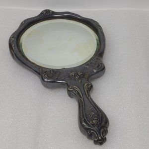Antique Derby Silver Co 34 Edwardian Hand Held Vanity Dresser Mirror